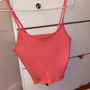 neon pink ribbed tank top